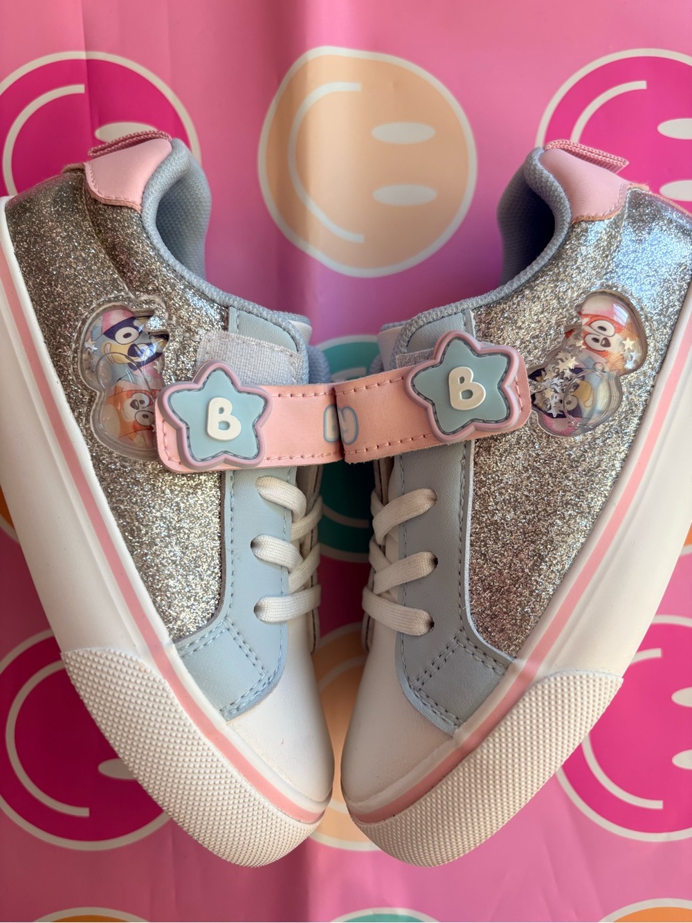 Bluey Kids Glitter Sneaker with Pink Star Strap